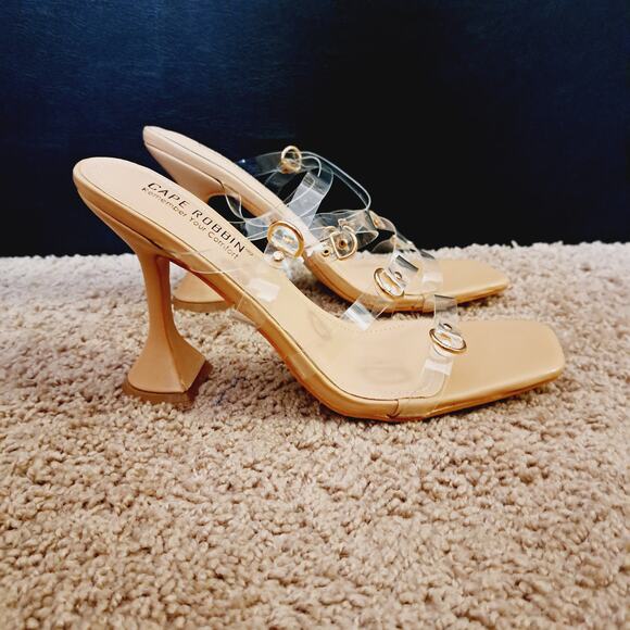 Cape Robbin Kassandra-Shi Clear Strap Nude Reverse Cone 4" High Heel 110 - Picture 6 of 10